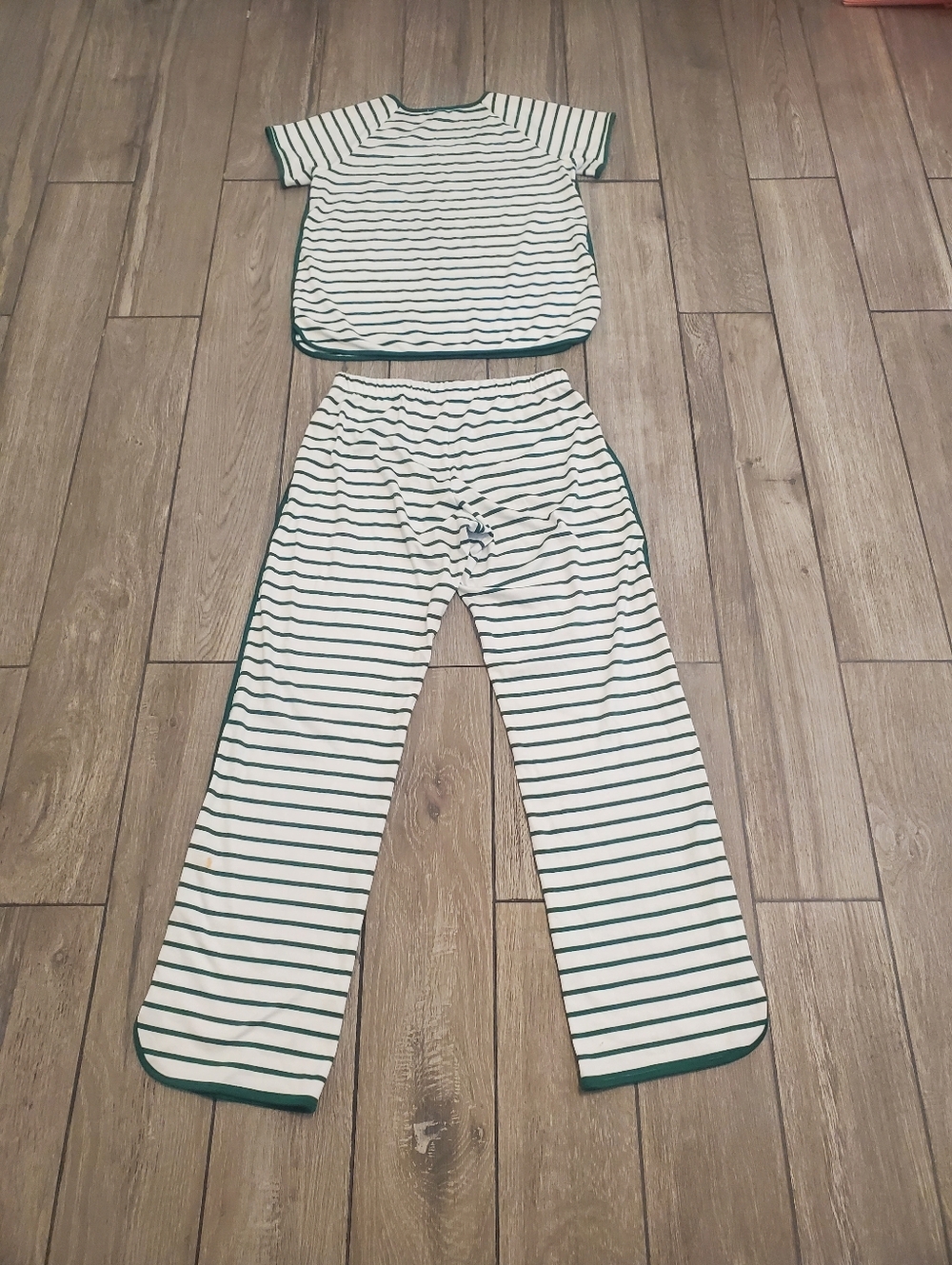 LAKE women's 100% pima cotton green white striped short sleeve pajama set size S - Picture 13 of 13